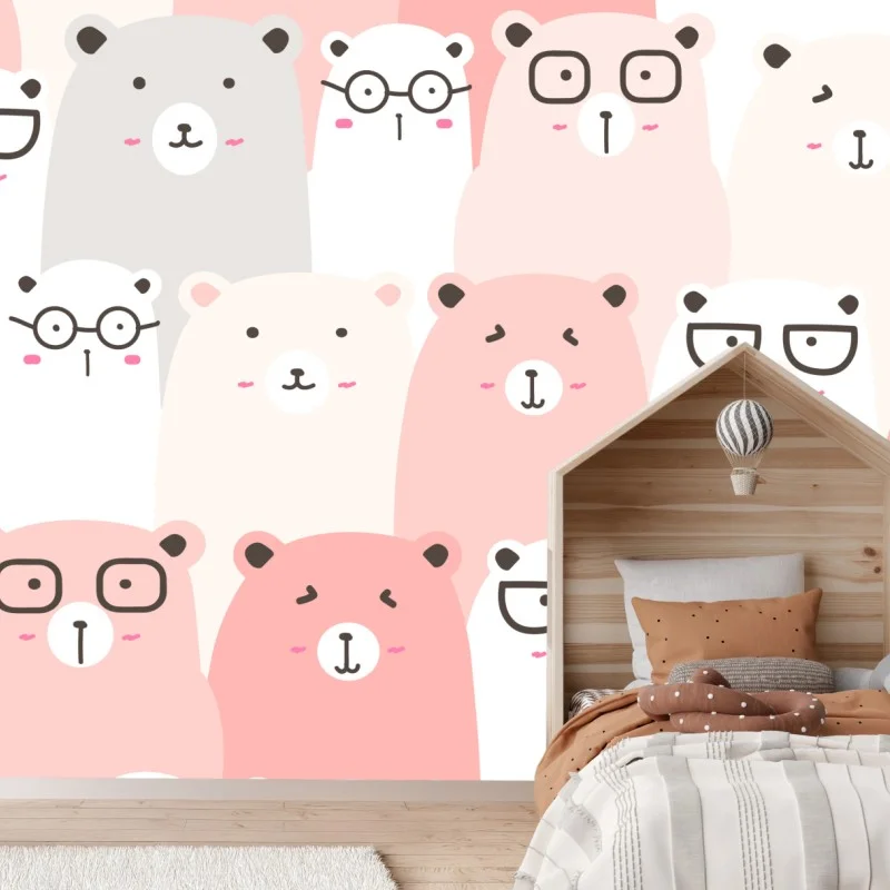 Carta da parati mosaico di orsetti pastello • Wallissimo® Carta da parati mosaico di orsetti pastello • Wallissimo®