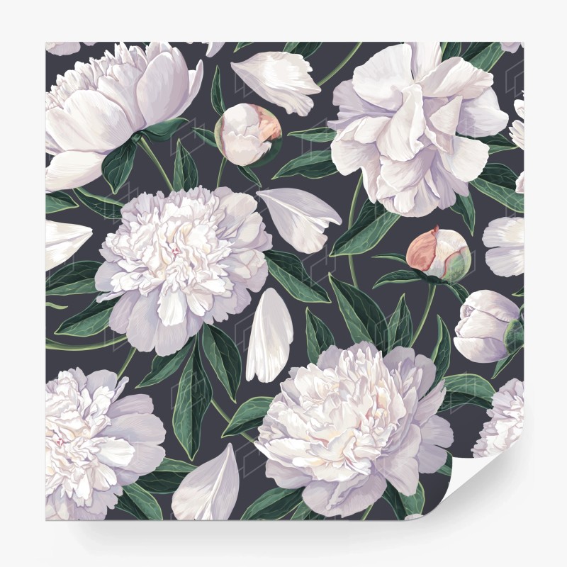 Carta da parati eleganza di peonie su sfondo scuro