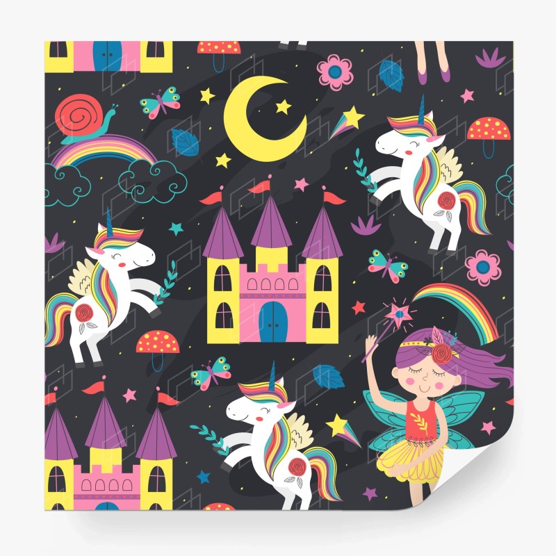 Carta da parati magico mondo degli unicorni e delle fate