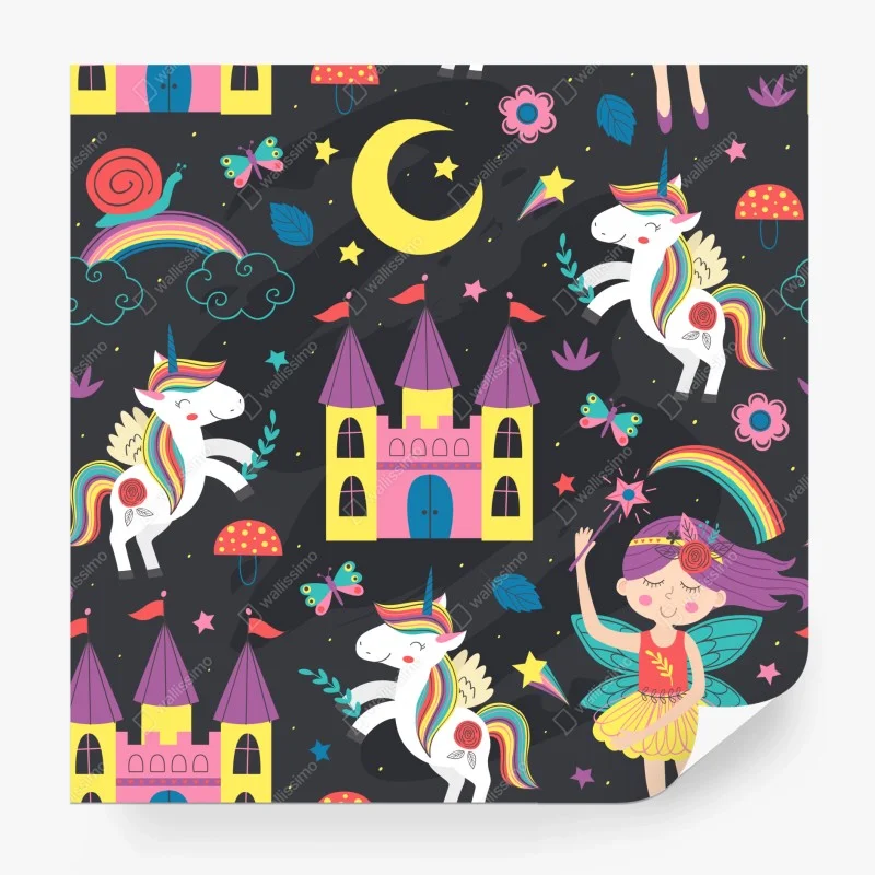 Carta da parati magico mondo degli unicorni e delle fate