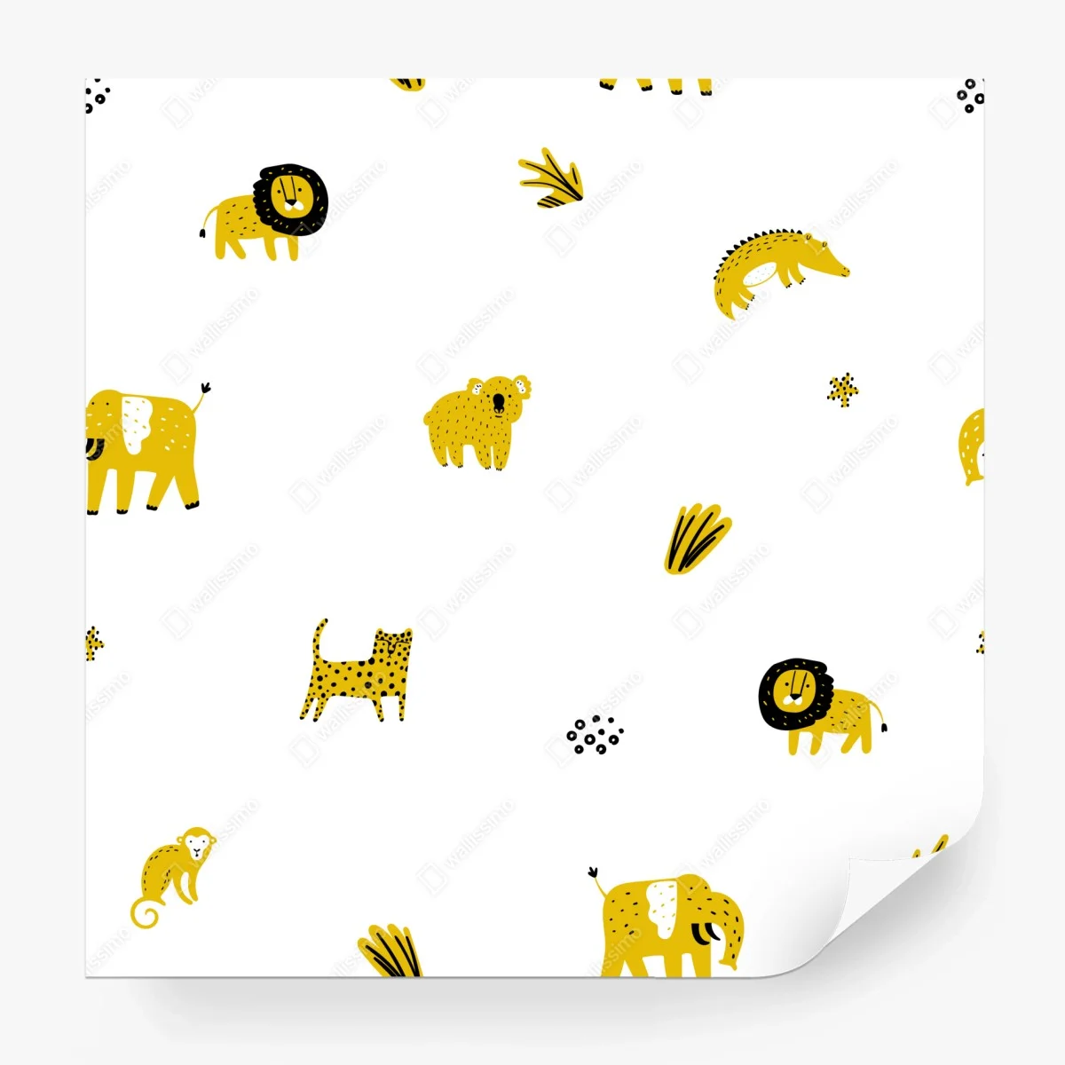Carta da parati animali gialli del safari per cameretta • Wallissimo®