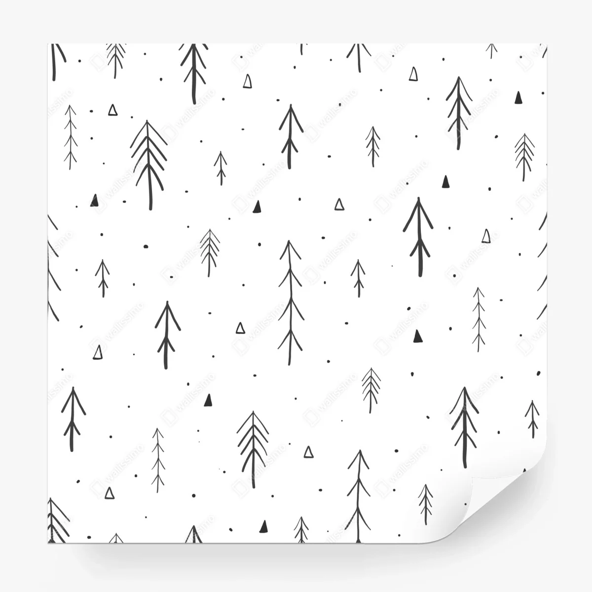 Carta da parati motivo bosco stilizzato in bianco e nero • Wallissimo®