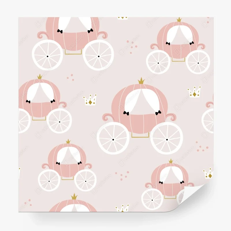Carta da parati carrozza della principessa in rosa pastello