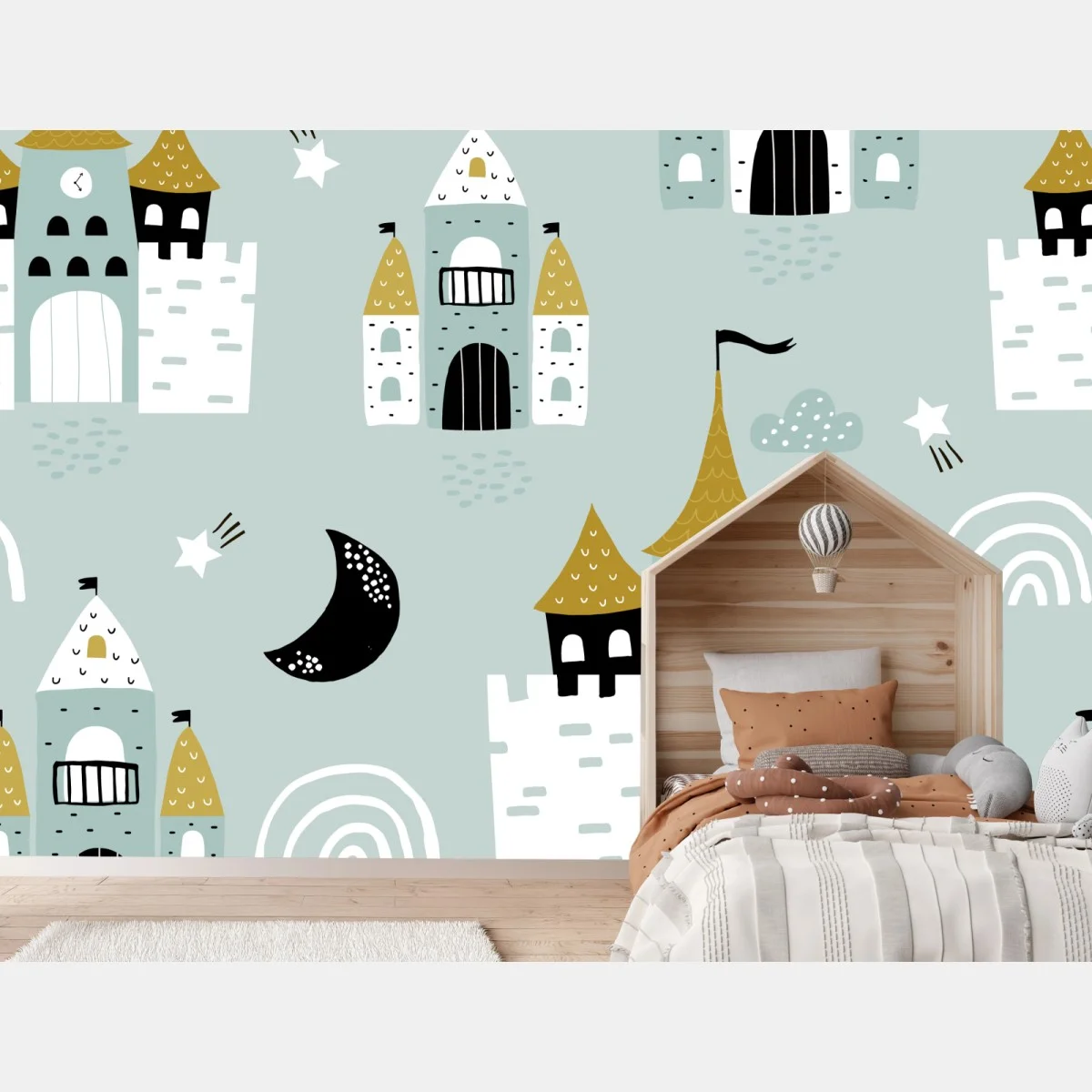 Carta da parati castelli delle fiabe su sfondo pastello • Wallissimo® Carta da parati castelli delle fiabe su sfondo pastello • Wallissimo®