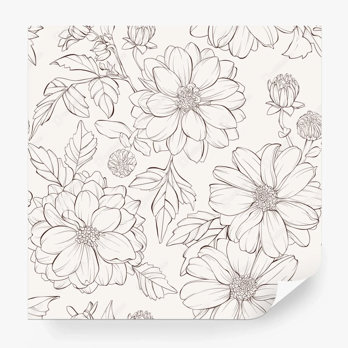 Carta da parati motivo floreale a linee sottili su sfondo chiaro • Wallissimo® Carta da parati motivo floreale a linee sottili su sfondo chiaro • Wallissimo®
