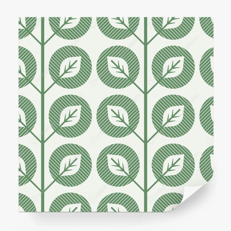 Carta da parati motivo foglie geometriche verde salvia per pareti