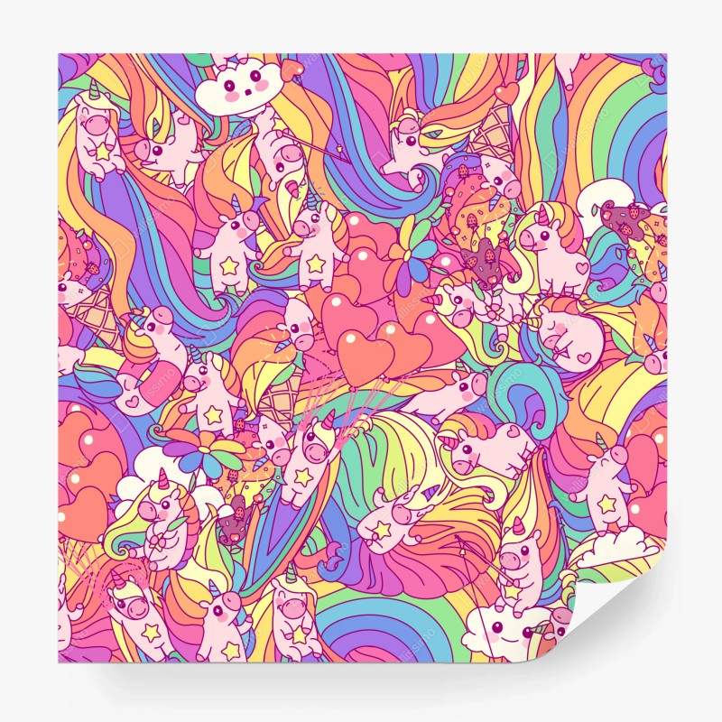 Carta da parati pattern di unicorni e arcobaleni kawaii