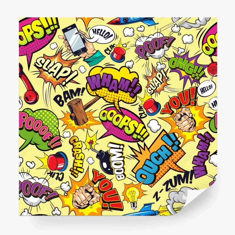 Carta da parati motivo fumetti pop art esplosivo