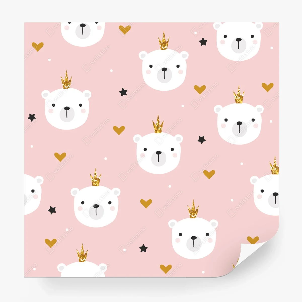 Carta da parati orsetti reali su sfondo rosa • Wallissimo®