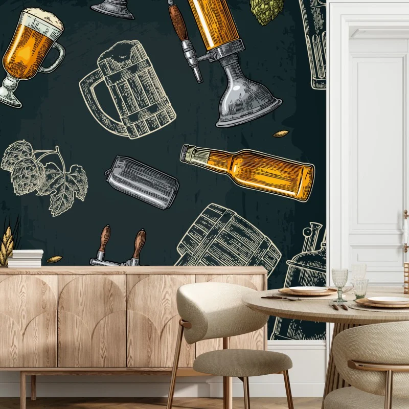 Carta da parati decorazione a tema birra artigianale