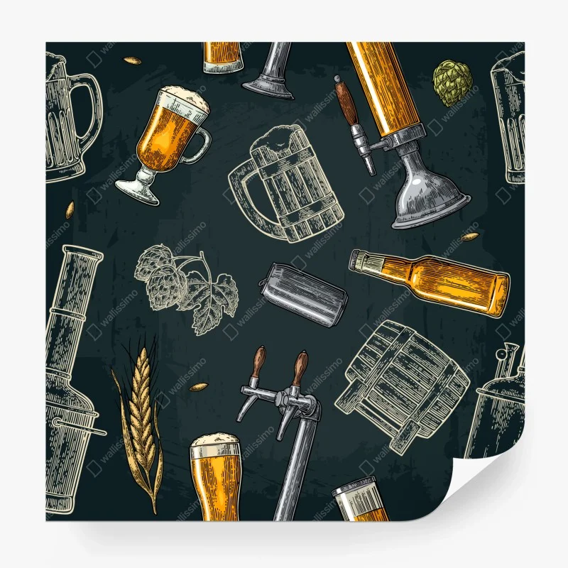 Carta da parati decorazione a tema birra artigianale