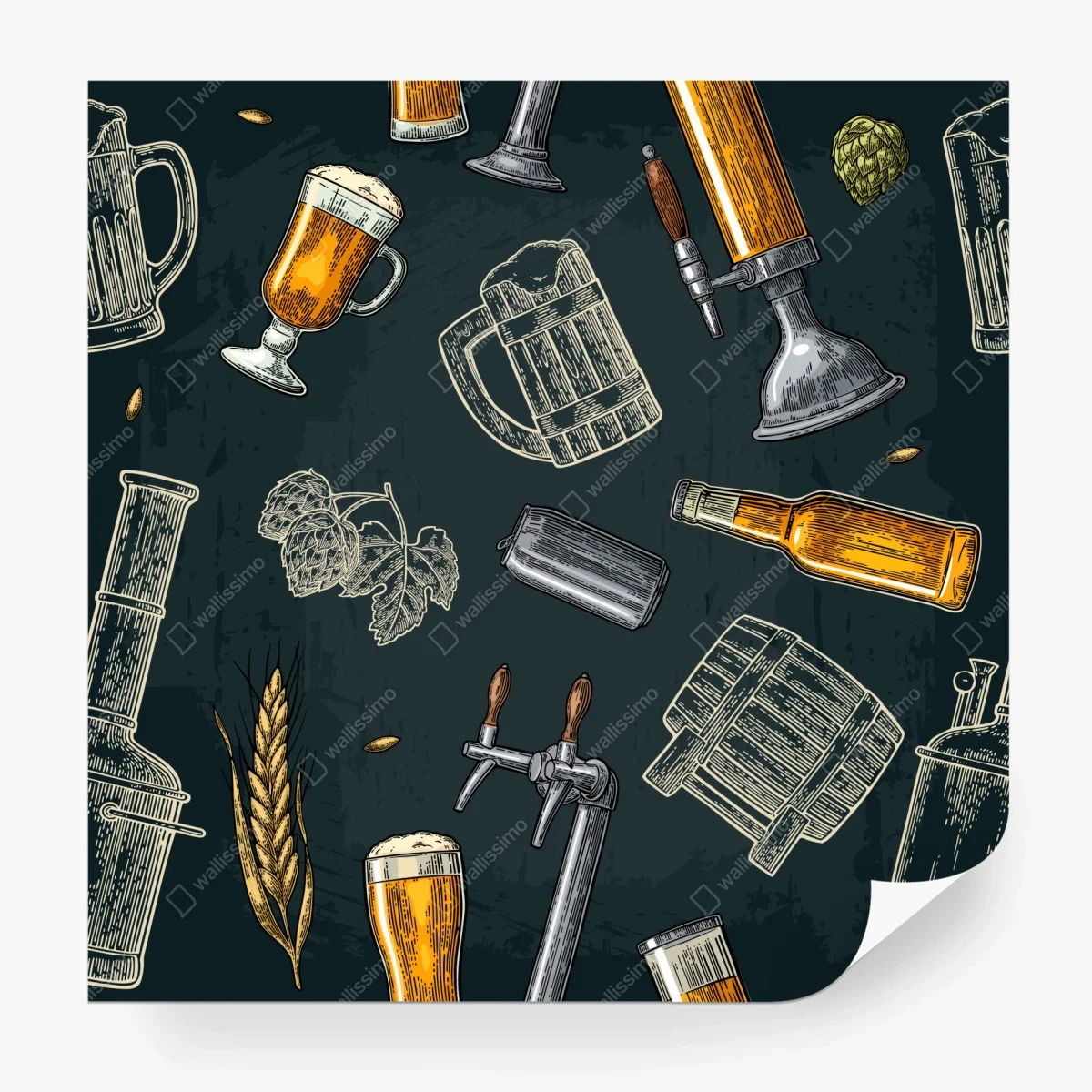 Carta da parati decorazione a tema birra artigianale • Wallissimo®