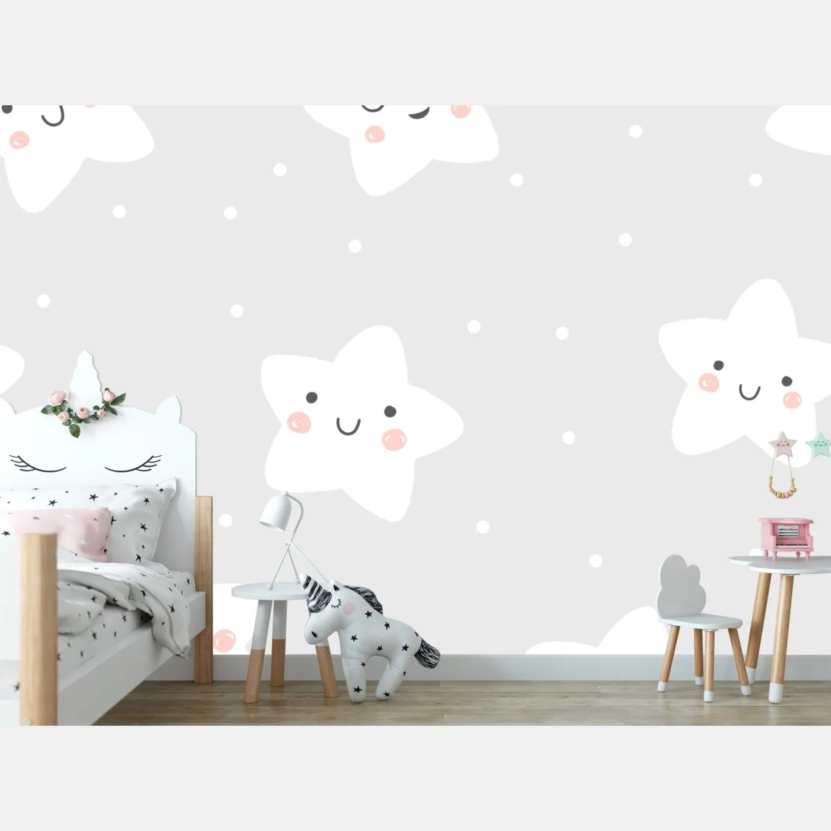 Carta da parati stelle sorridenti per la cameretta • Wallissimo® Carta da parati stelle sorridenti per la cameretta • Wallissimo®