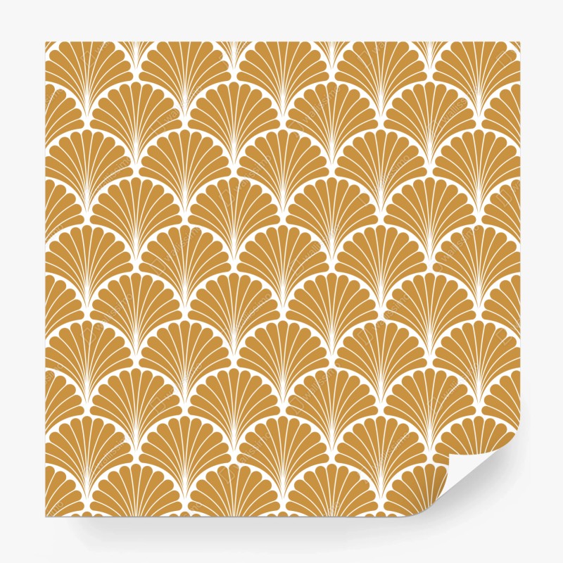 Carta da parati elegante motivo art déco a conchiglia oro