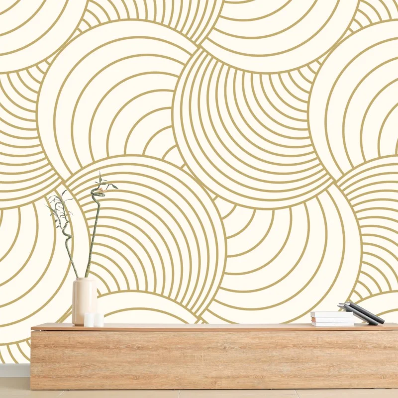 Carta da parati motivo a cerchi concentrici dorati