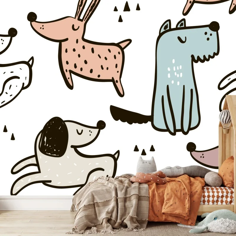 Carta da parati pattern di cani pastello allegri