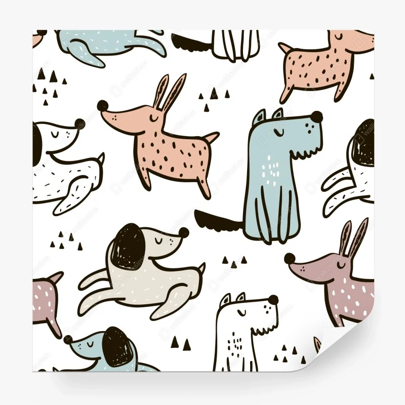Carta da parati pattern di cani pastello allegri