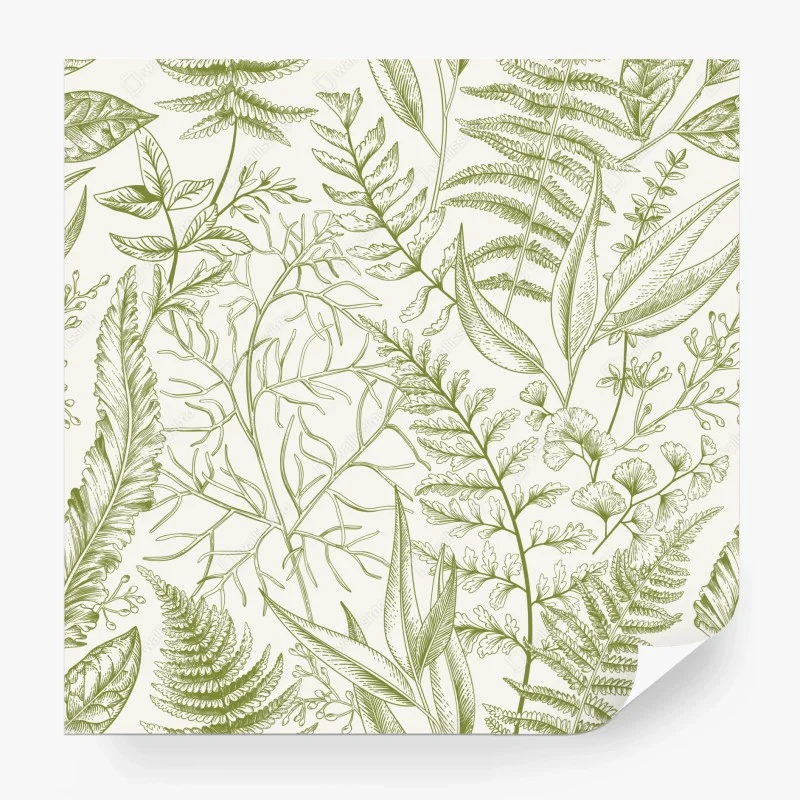 Carta da parati motivo botanico verde elegante
