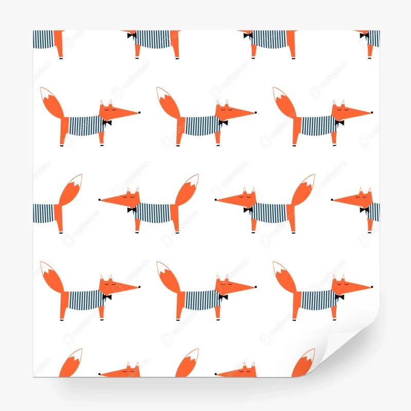 Carta da parati pattern di volpi stilizzate a righe