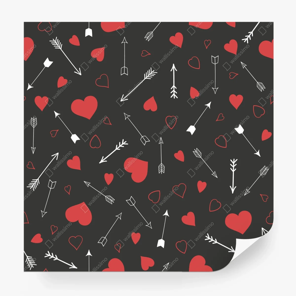 Carta da parati motivo romantico con cuori e frecce su sfondo scuro • Wallissimo® Carta da parati motivo romantico con cuori e frecce su sfondo scuro • Wallissimo®