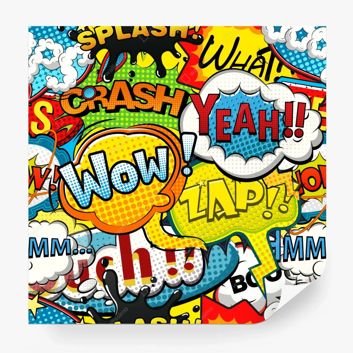 Carta da parati murales pop art con onomatopee colorate • Wallissimo® Carta da parati murales pop art con onomatopee colorate • Wallissimo®