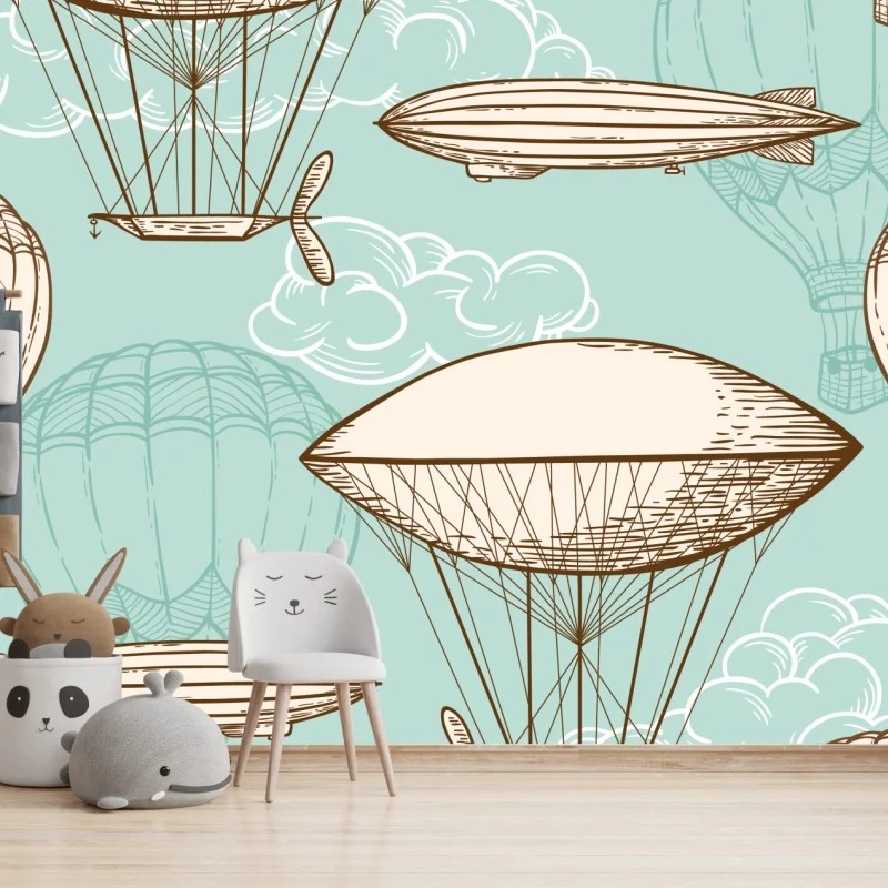 Carta da parati sogno di mongolfiere e dirigibili nel cielo