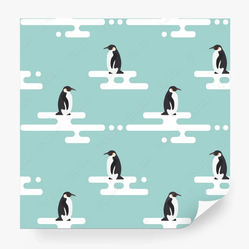 Carta da parati pinguini su lastre di ghiaccio in stile minimal