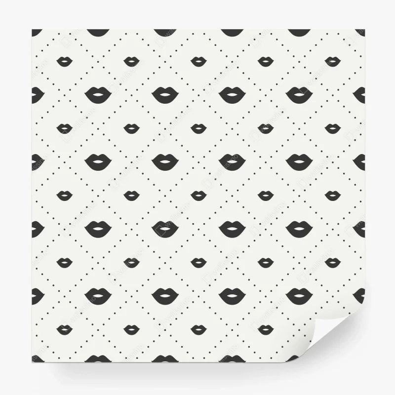 Carta da parati motivo labbra minimal in bianco e nero