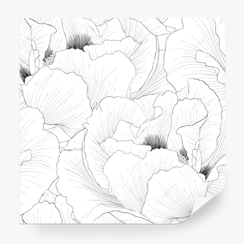 Carta da parati motivo floreale in bianco e nero