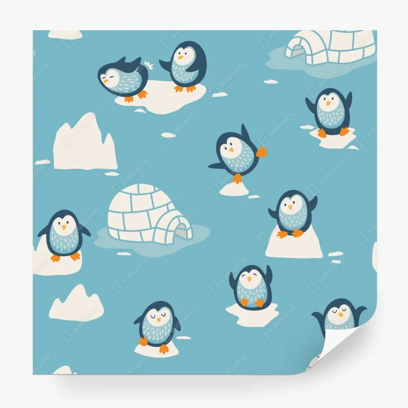 Carta da parati pinguini felici sul ghiaccio