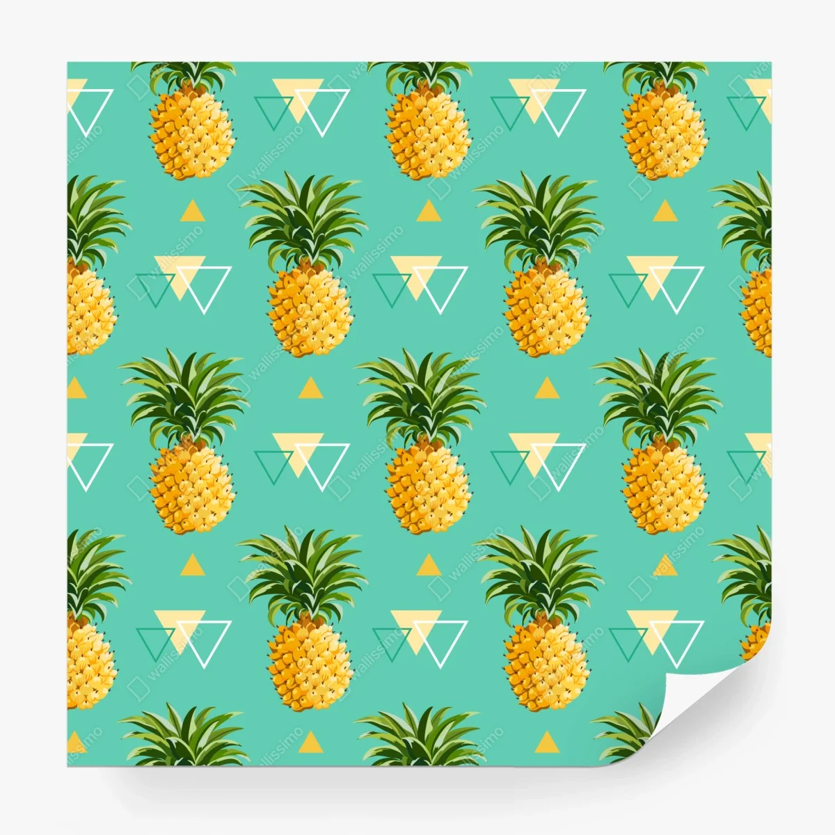 Carta da parati motivo ananas tropicale su sfondo turchese • Wallissimo® Carta da parati motivo ananas tropicale su sfondo turchese • Wallissimo®