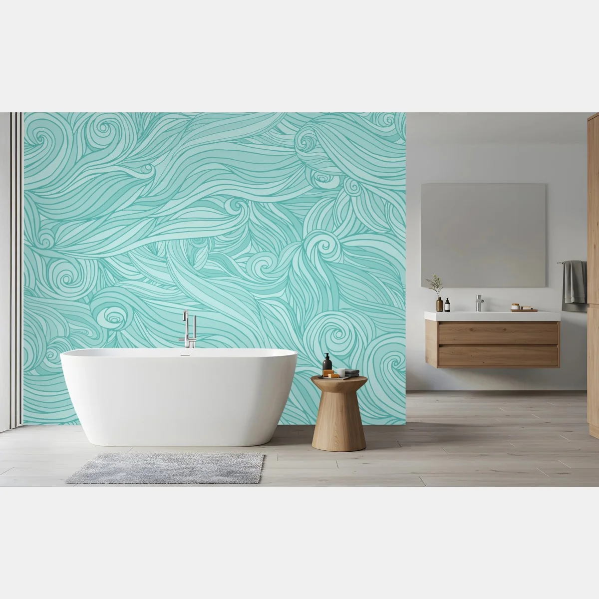 Carta da parati motivo onde turchesi per pareti • Wallissimo® Carta da parati motivo onde turchesi per pareti • Wallissimo®