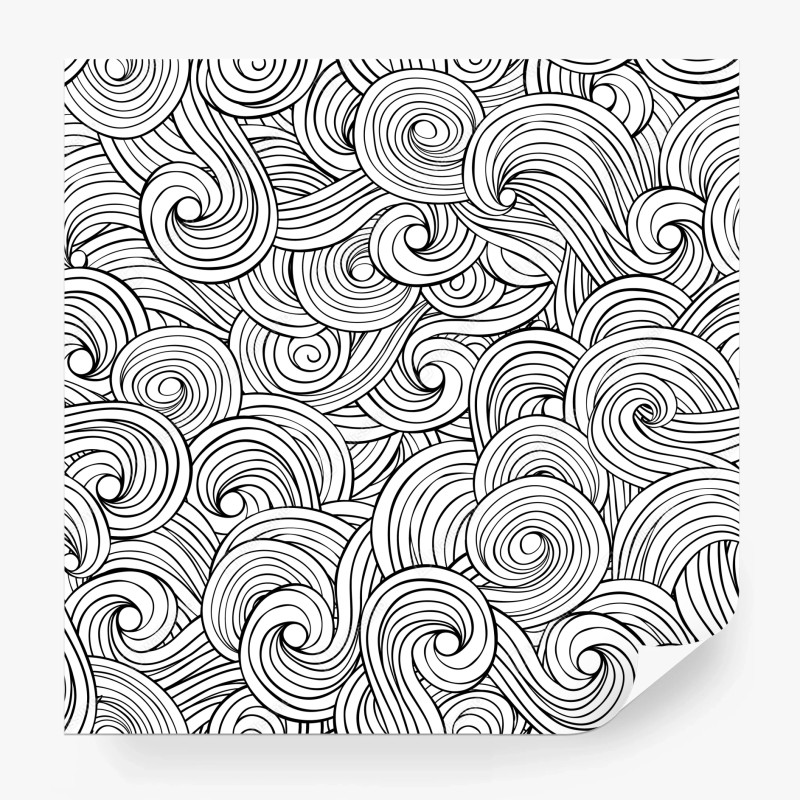 Carta da parati onde astratte a spirale in bianco e nero