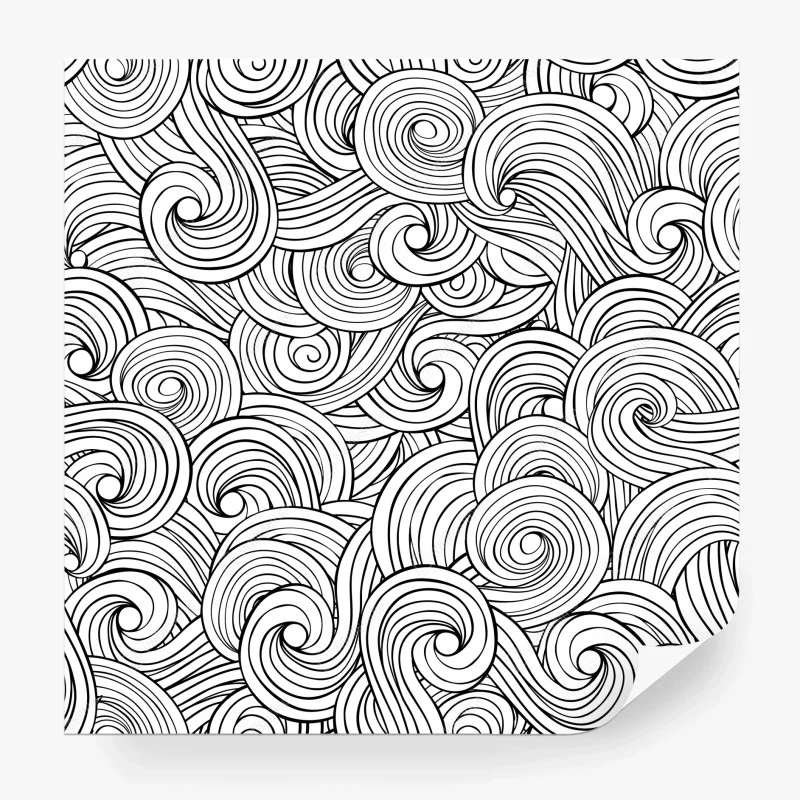 Carta da parati onde astratte a spirale in bianco e nero
