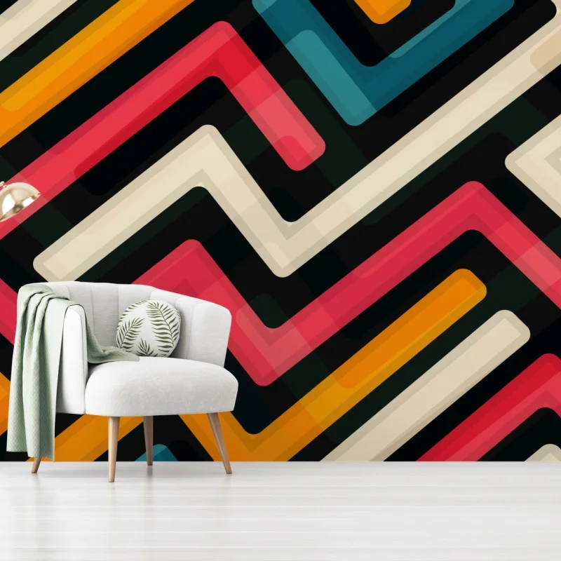 Carta da parati motivo geometrico colorato in stile retrò