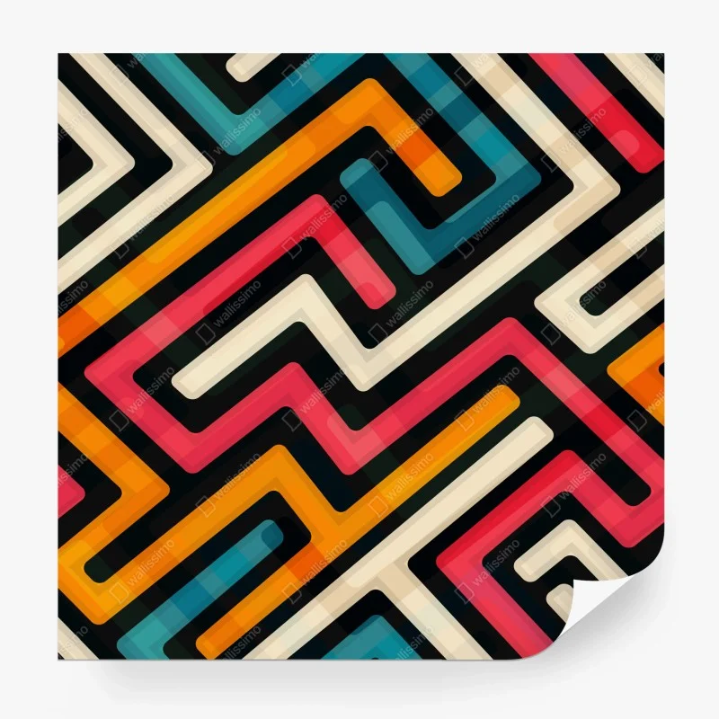 Carta da parati motivo geometrico colorato in stile retrò