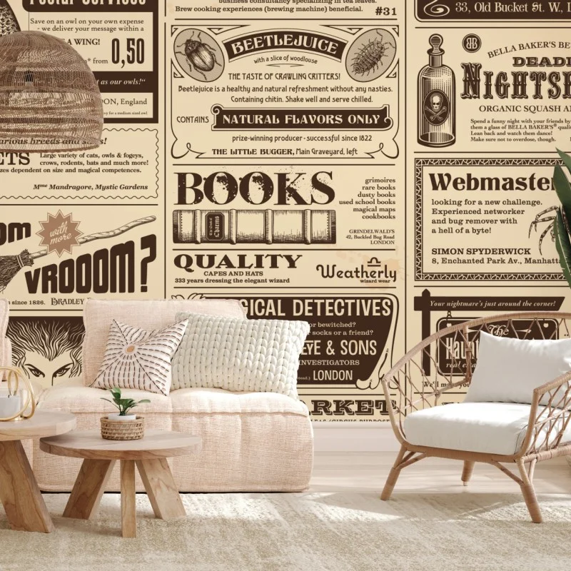 Carta da parati manifesto vintage delle curiosità magiche
