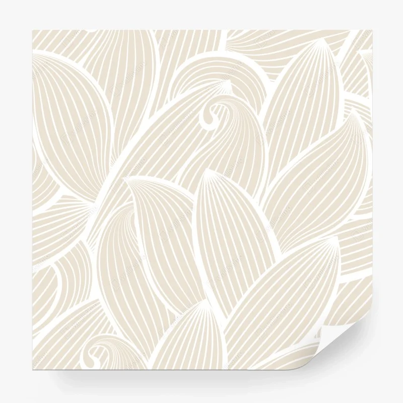 Carta da parati motivo a foglie minimalista beige e bianco