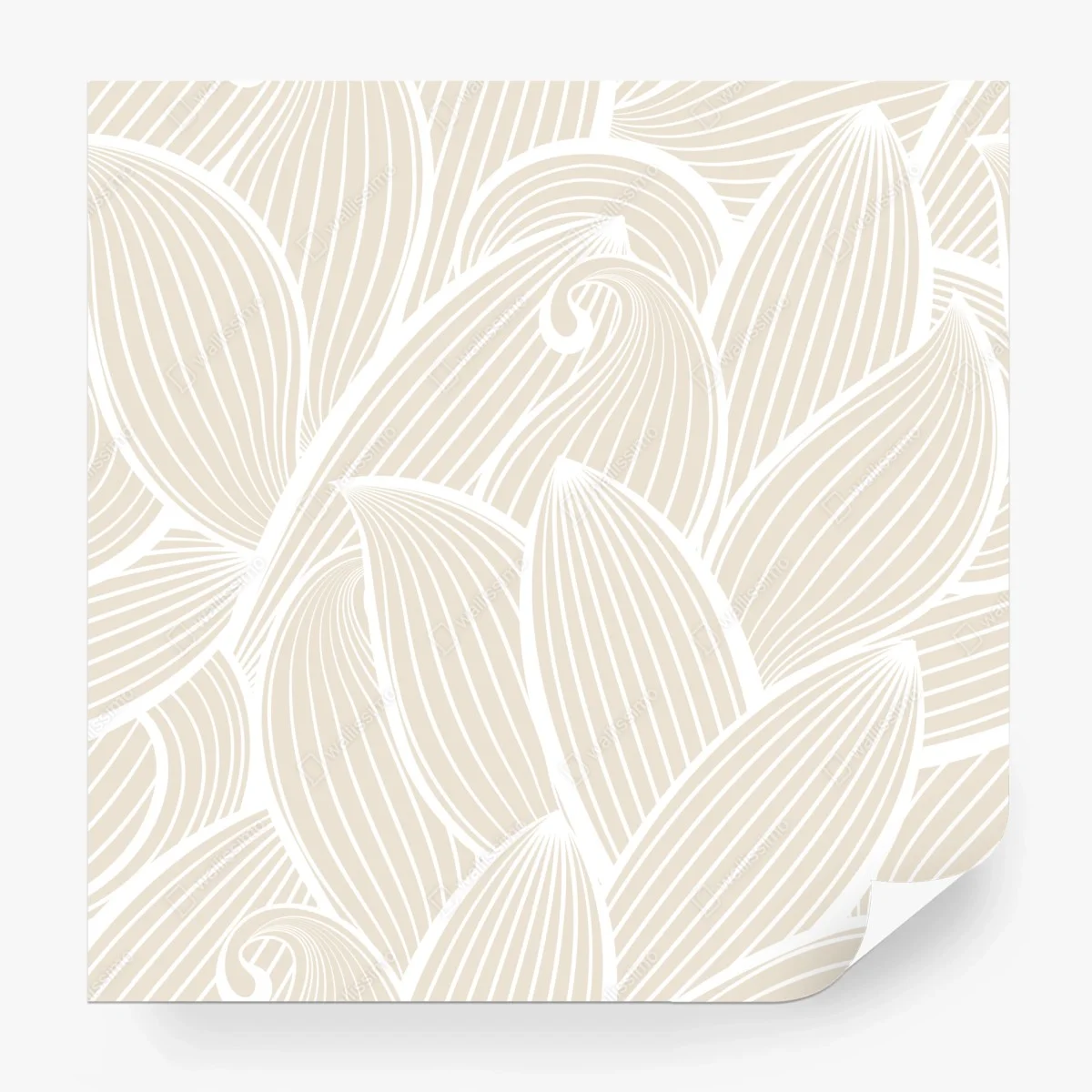 Carta da parati motivo a foglie minimalista beige e bianco • Wallissimo® Carta da parati motivo a foglie minimalista beige e bianco • Wallissimo®