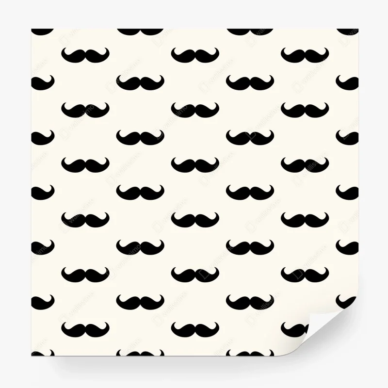 Carta da parati motivo baffi retrò in bianco e nero