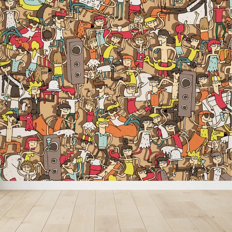 Carta da parati festa estiva a fumetti piena di energia