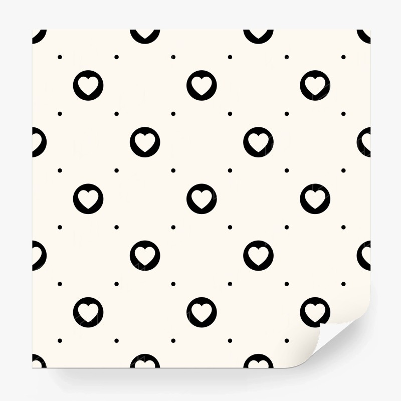Carta da parati motivo di cuori minimal in bianco e nero