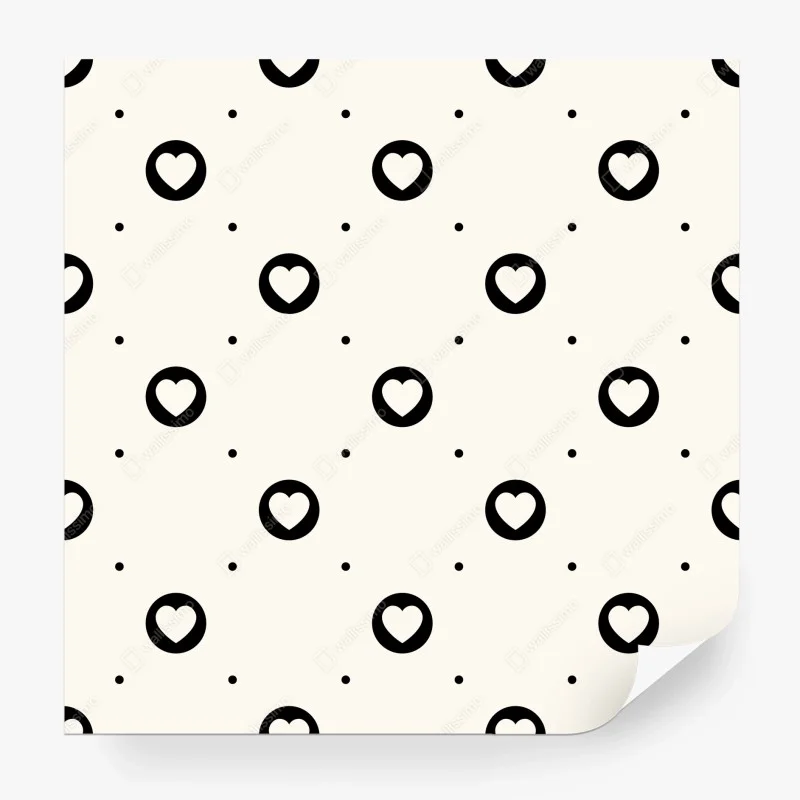Carta da parati motivo di cuori minimal in bianco e nero