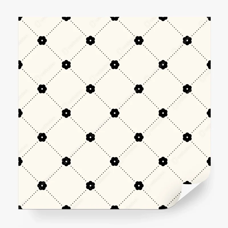 Carta da parati pattern floreale geometrico in bianco e nero