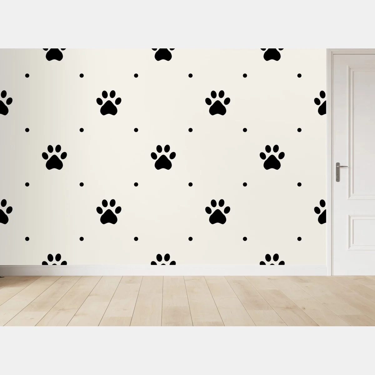 Carta da parati motivo di zampe minimal in bianco e nero • Wallissimo® Carta da parati motivo di zampe minimal in bianco e nero • Wallissimo®