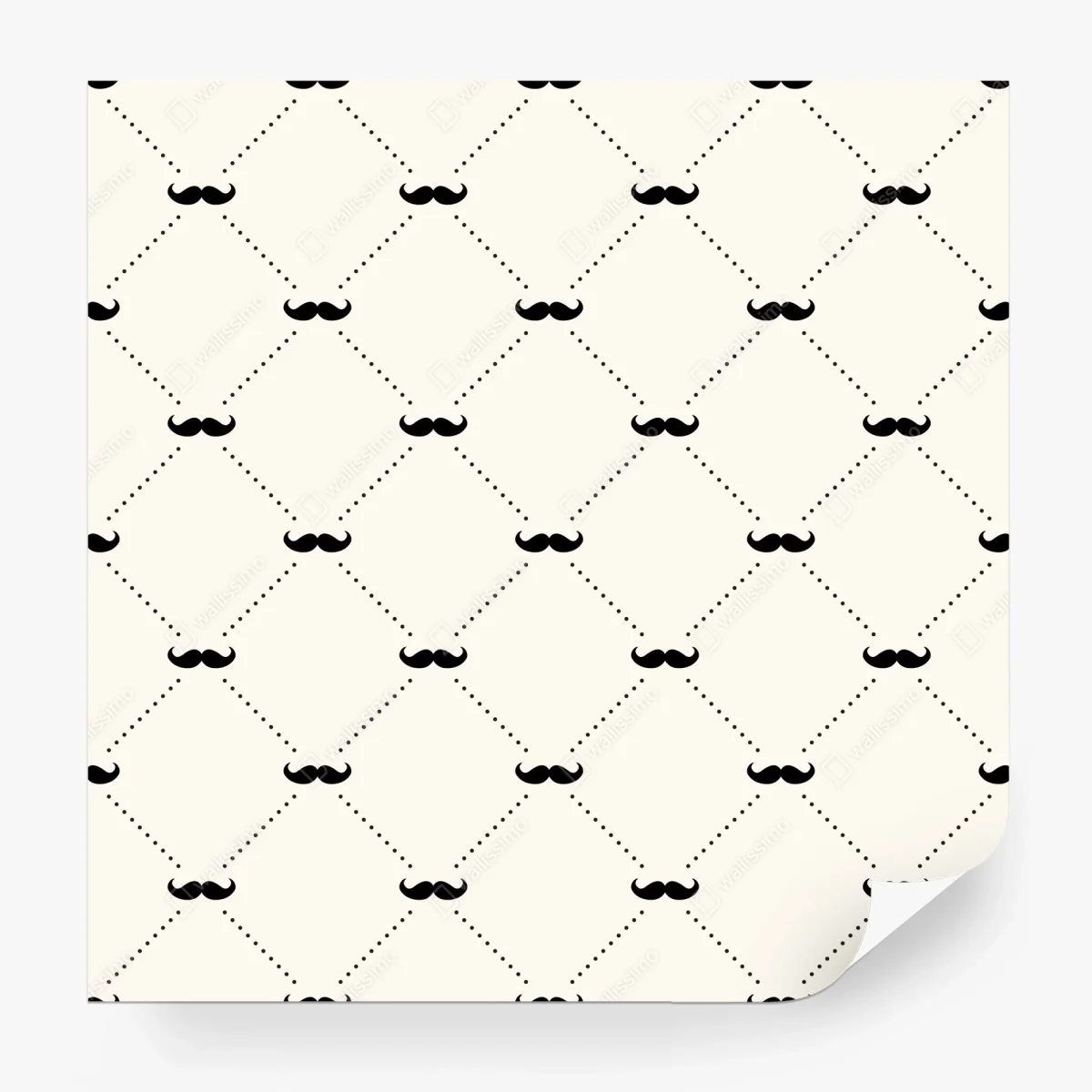 Carta da parati motivo a rombi con baffi vintage • Wallissimo®