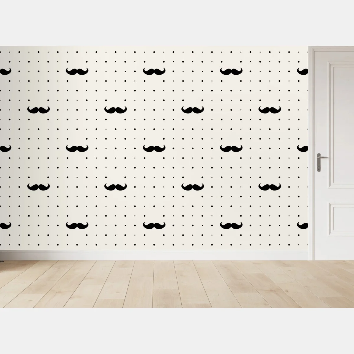 Carta da parati motivo baffi retrò su sfondo a pois • Wallissimo® Carta da parati motivo baffi retrò su sfondo a pois • Wallissimo®