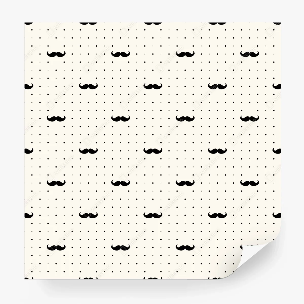 Carta da parati motivo baffi retrò su sfondo a pois • Wallissimo® Carta da parati motivo baffi retrò su sfondo a pois • Wallissimo®