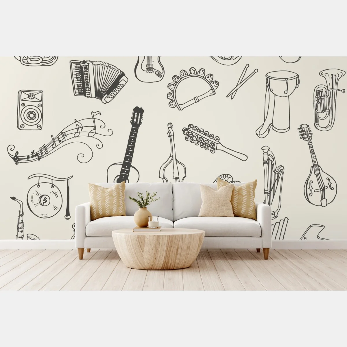 Carta da parati collage di strumenti musicali disegnati a mano • Wallissimo® Carta da parati collage di strumenti musicali disegnati a mano • Wallissimo®