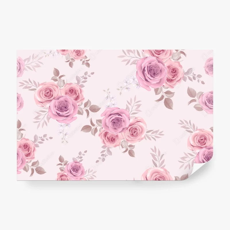 Carta da parati bouquet di rose rosa su fondo rosa pastello